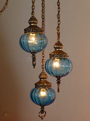 Mid Century design glass hanging lamp touch Amsterdam years 70 Hollywood Regency